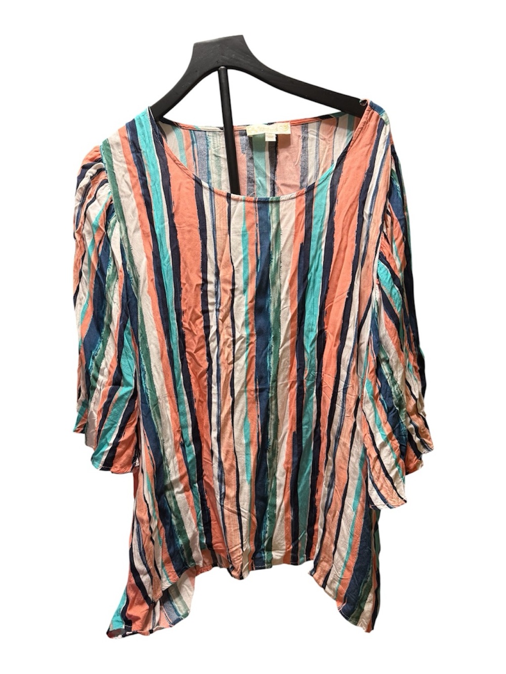 Weekend Suzanne Betro 4X Striped Tie Front Blouse Rayon Plus Size